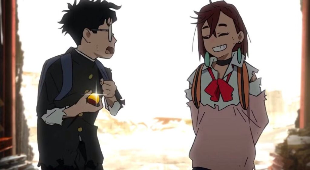 Momo and Okarun from Dan Da Dan anime. 